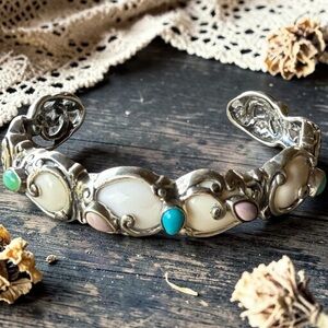 Fine Carolyn Pollack  Silver Multi-Stone Cuff Bracelet